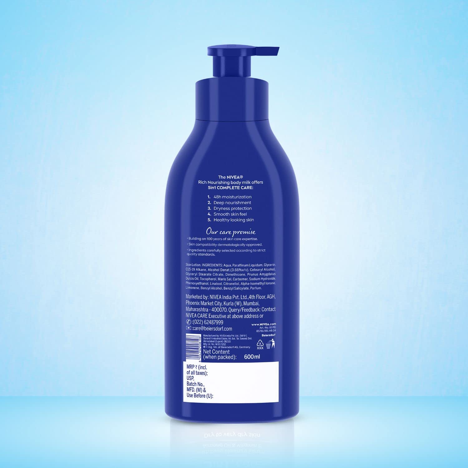Nivea Body Lotion For Very Dry Skin, Nourishing Body Milk With 2X Almond Oil 72 H Moisturization, For Men & Women, 600 ml
