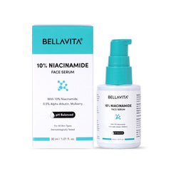 BELLAVITA Niacinamide Face Serum | 10% Niacinamide, 0.5% Alpha Arbutin & Hyaluronic Acid | Treats Pigmentation | Repairs Skin Barrier | pH Balanced | Non-Irritating | Non-Sticky | Brightening Formula For Men and Women | 30 ml