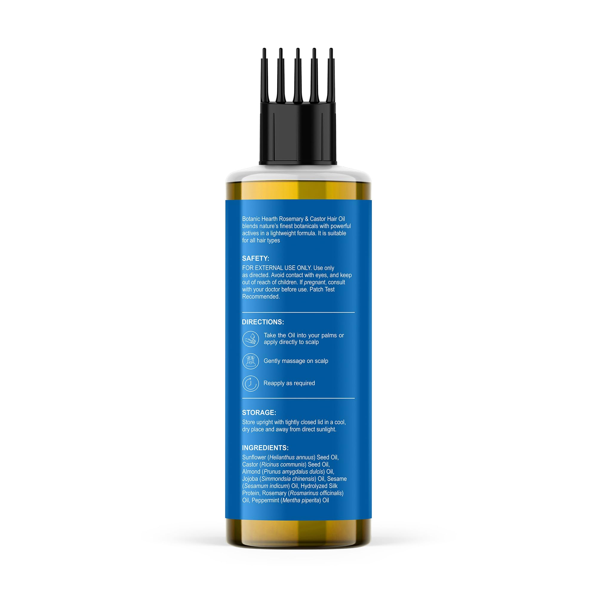 Botanic Hearth 100% Pure Rosemary & Castor Oil for Hair Growth | Stimulates Growth, Boosts Thickness, and Nourishes Scalp | 150 ml