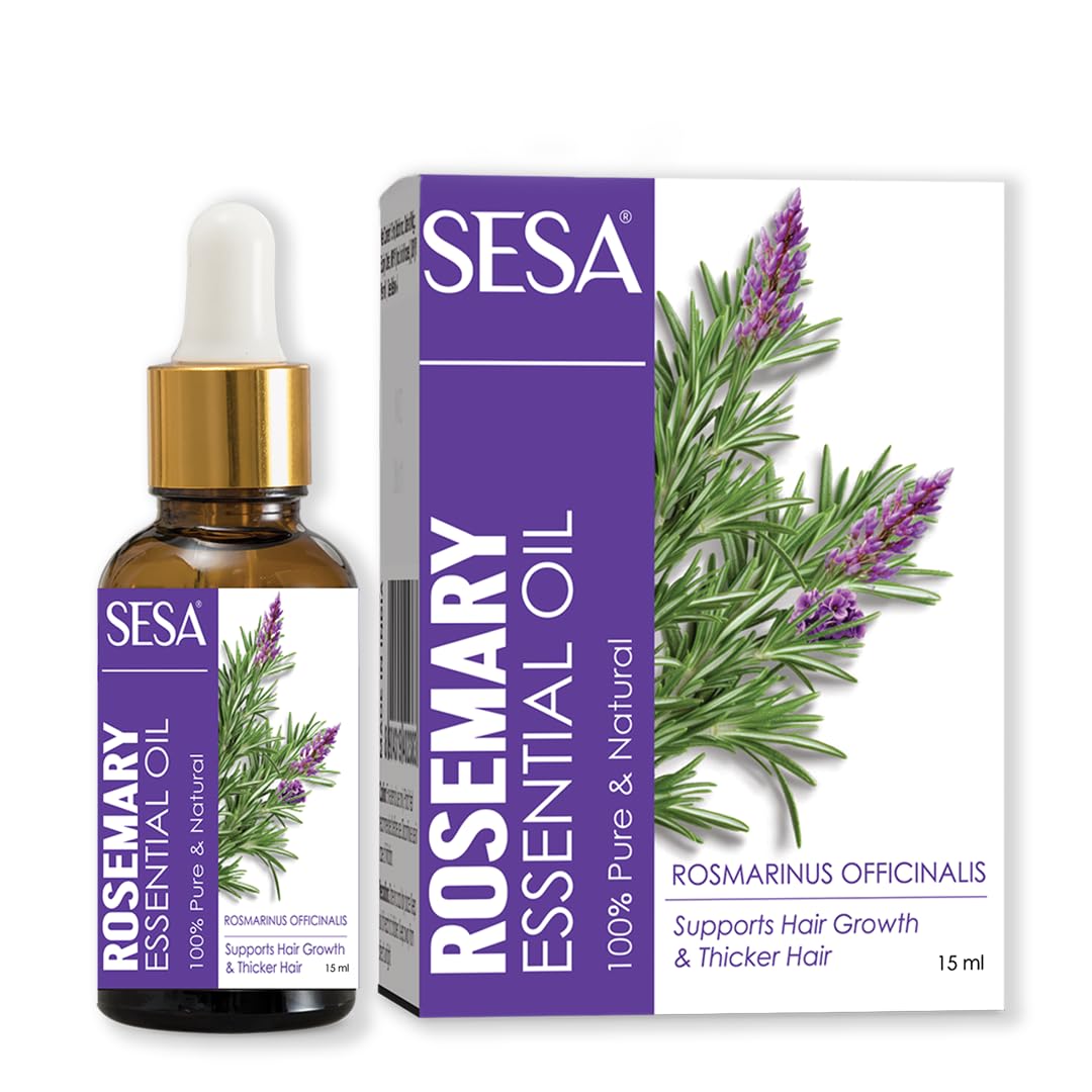 Sesa Rosemary Essential Oil For Hair Growth Nourishes Skin | Hair Fall Control | Women and Men 100% Pure & Natural Rosemary Oil |15 ml