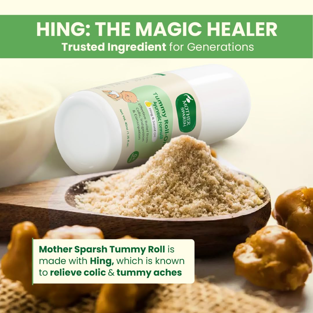 Mother Sparsh Tummy Roll On For Baby, Colic Relief, Constipation and Indigestion With Hing & Saunf | 100% Ayurvedic - 40ml