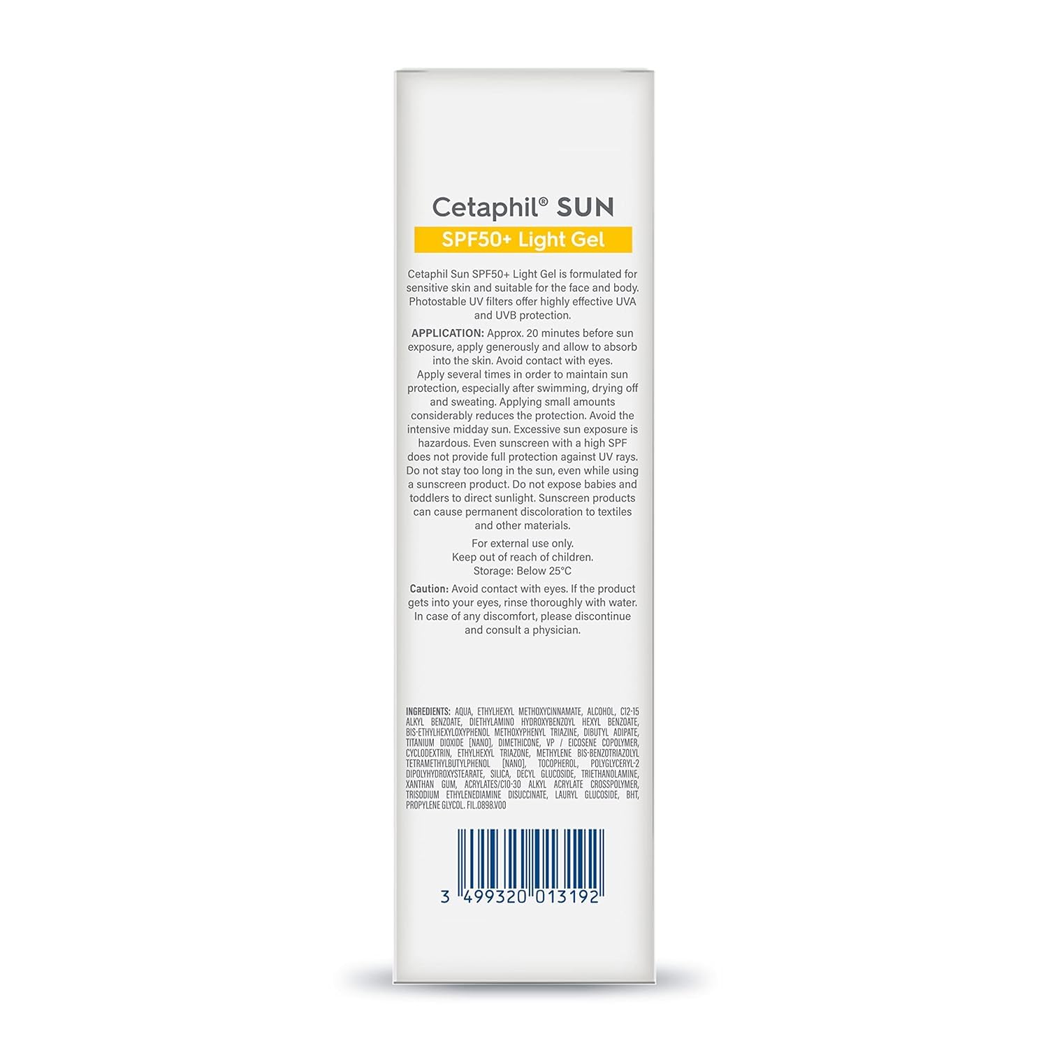 Cetaphil Sun SPF 50 Sunscreen For Combination Skin Type, Very High Protection Lightweight Gel, Water-resistant, Vitamin E, 50 ml