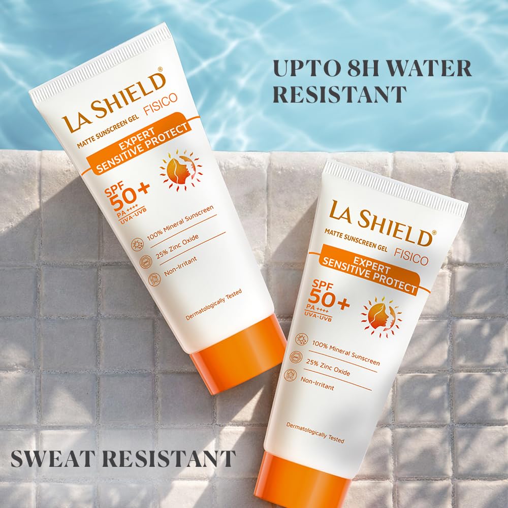 La Shield Fisico SPF 50+ PA++++|100% Mineral Sunscreen|Matte Finish|Chemical filter free|Non-greasy|Lightweight| Water Resistant Upto 8hours|Broad spectrum|Dermatologist Prescribed|For Sensitive skin|50g