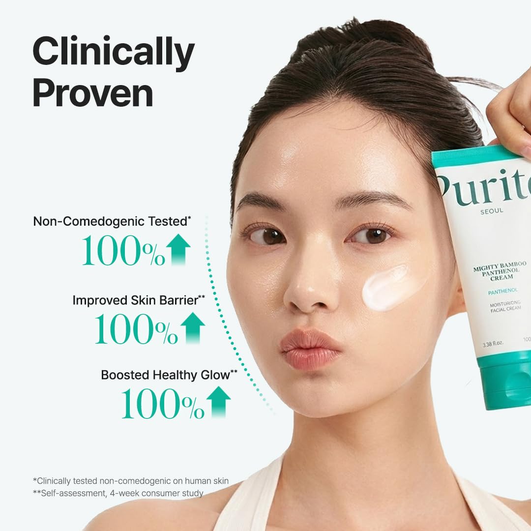 PURITO Panthenol 10% Post-Acne Cream Moisturizer for Blemish Marks, Barrier Repair, Silicone-Free, Non-Comedogenic, Fragrance-Free, Vegan & Cruelty-Free Korean Skincare, 100mL 3.38 fl.oz