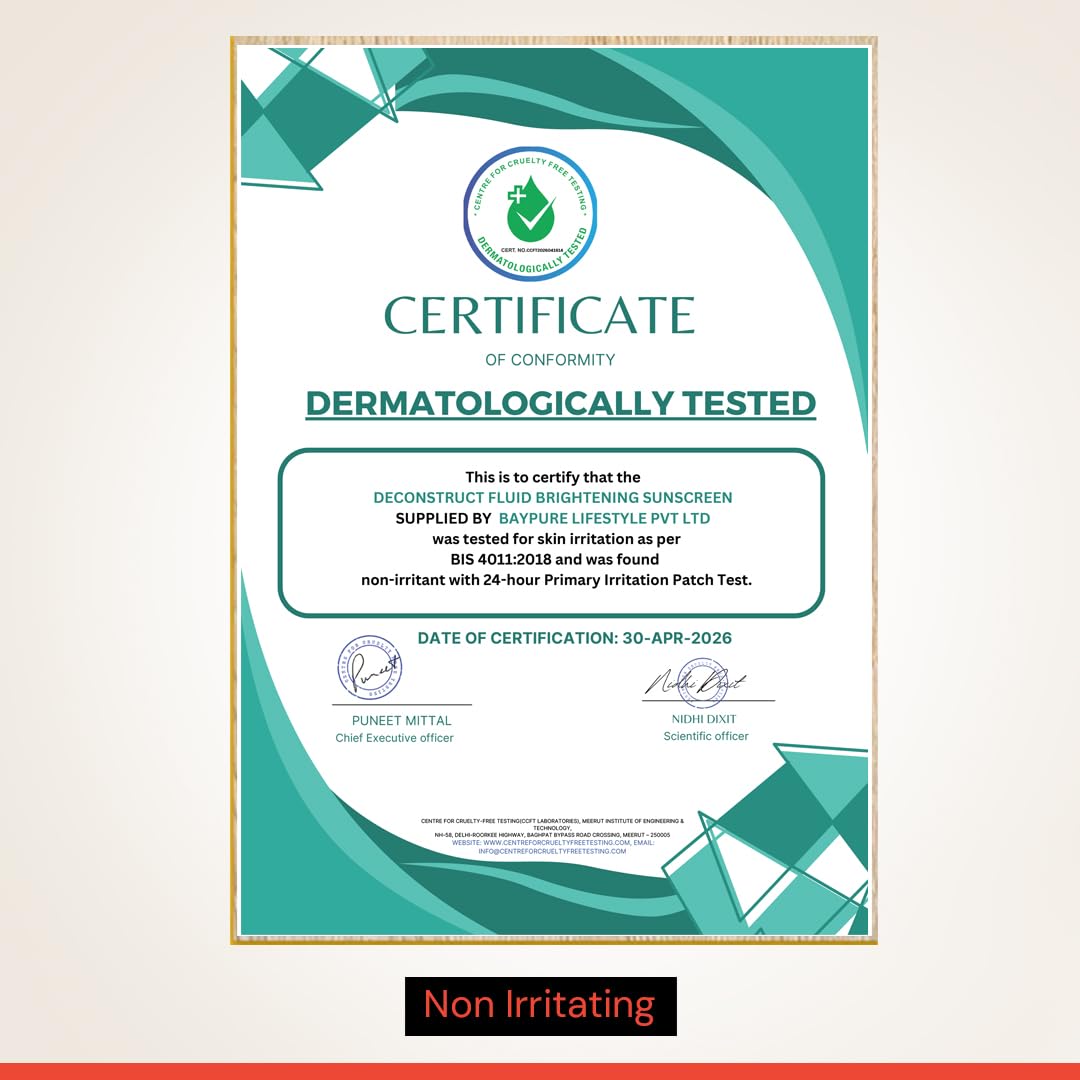 Deconstruct Fluid Brightening Sunscreen SPF 50+ PA++++ |Sunscreen with Niacinamide| Brightens Skin | Dewy finish| Gives glow| Lightweight, Quick absorb |For dry, oily,combination, normal skin |For Men & Women 50g