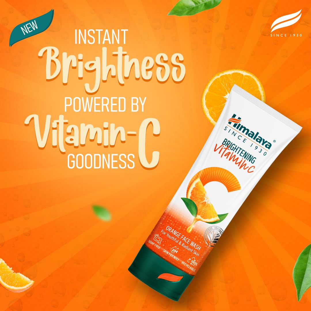 Himalaya Brightening Vitamin C Orange Face Wash | Brightening Face Cleanser | Remove Dull Skin | 50ml