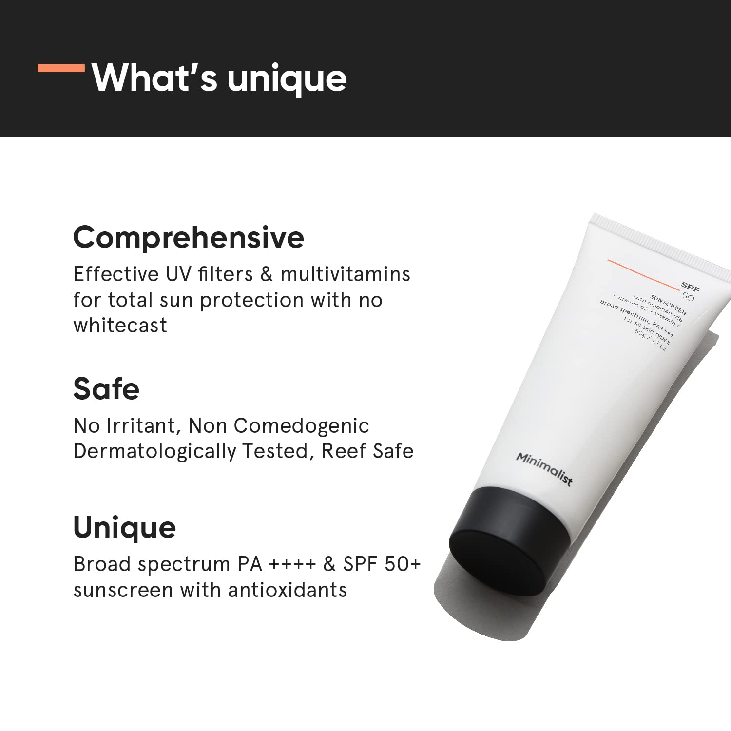 Minimalist Sunscreen SPF 50 PA++++ | Clinically Tested in US (In-Vivo) | Lightweight Cream with Multi-Vitamins | No White Cast | Broad Spectrum Niacinamide Sunscreen For Oily Skin, Dry Skin | For Women & Men | 50g (Pack of 1)