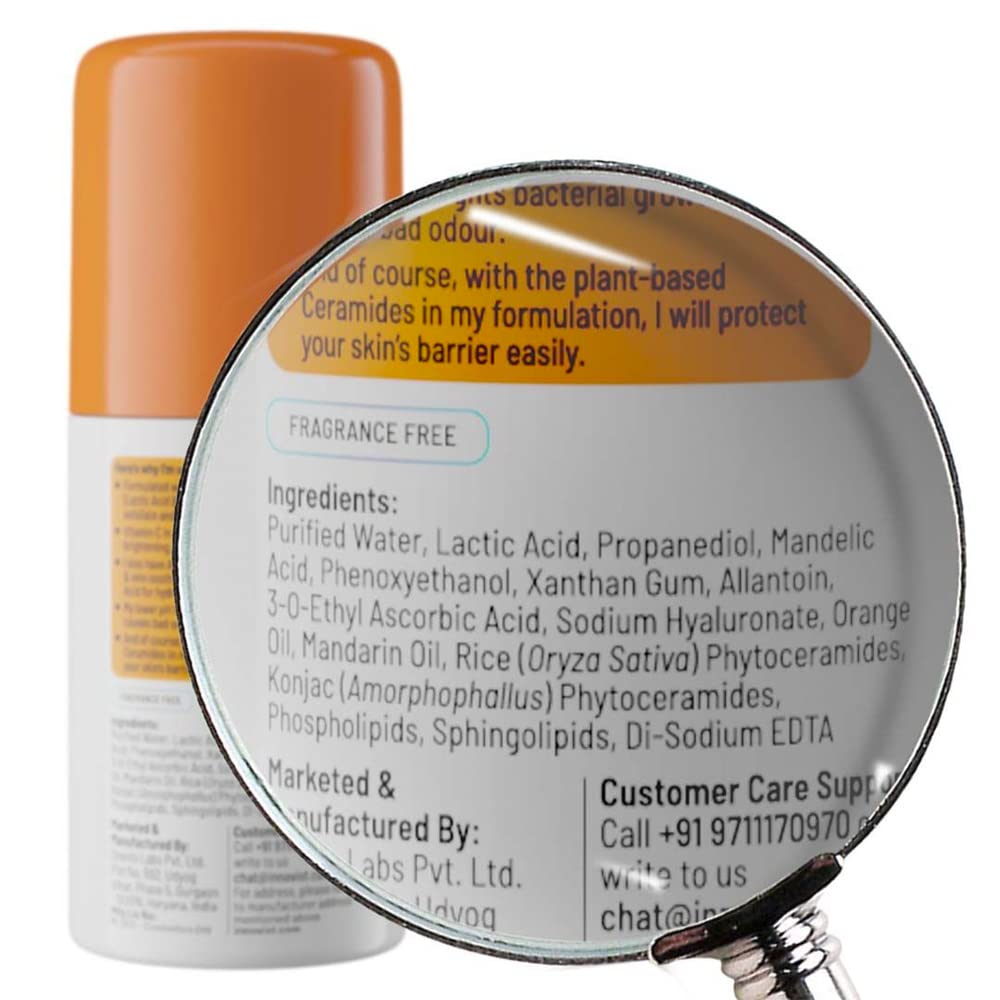 Chemist at Play UnderArm Roll-On with 5% AHA, Lactic Acid & 1% Mandelic Acid | Prevents Body Odour, Brightens Skin & Exfoliates Underarm | For Sensitive Skin | Fragrance Free | Alcohol Free - 40ml