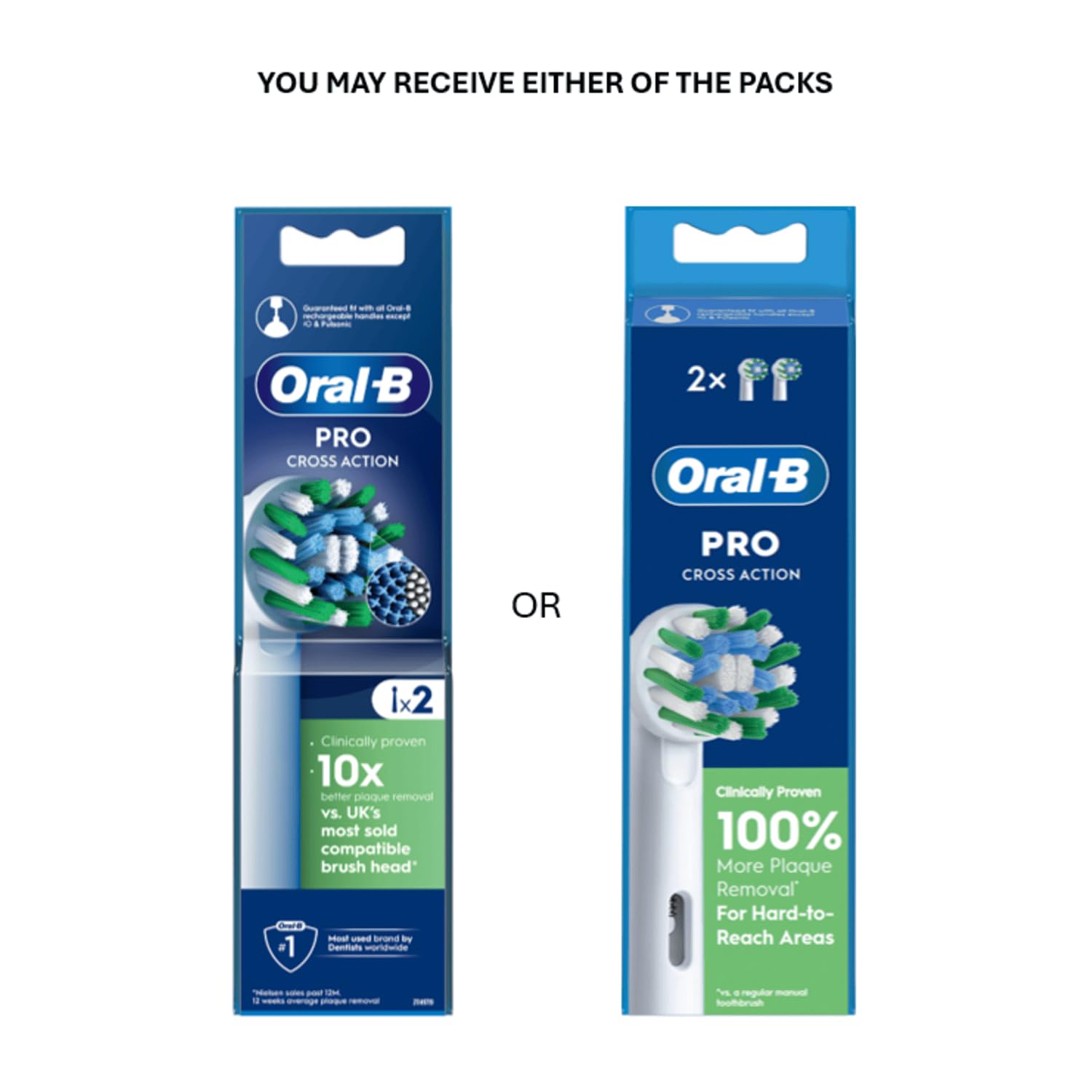 Oral-B ORIGINAL Cross Action Electric Toothbrush Soft Replacement Brush Heads [10X POWERFUL THAN COMPATIBLE PRODUCTS] For Vitalty,Pro,Smart Series, 2 refills, Deep clean between teeth
