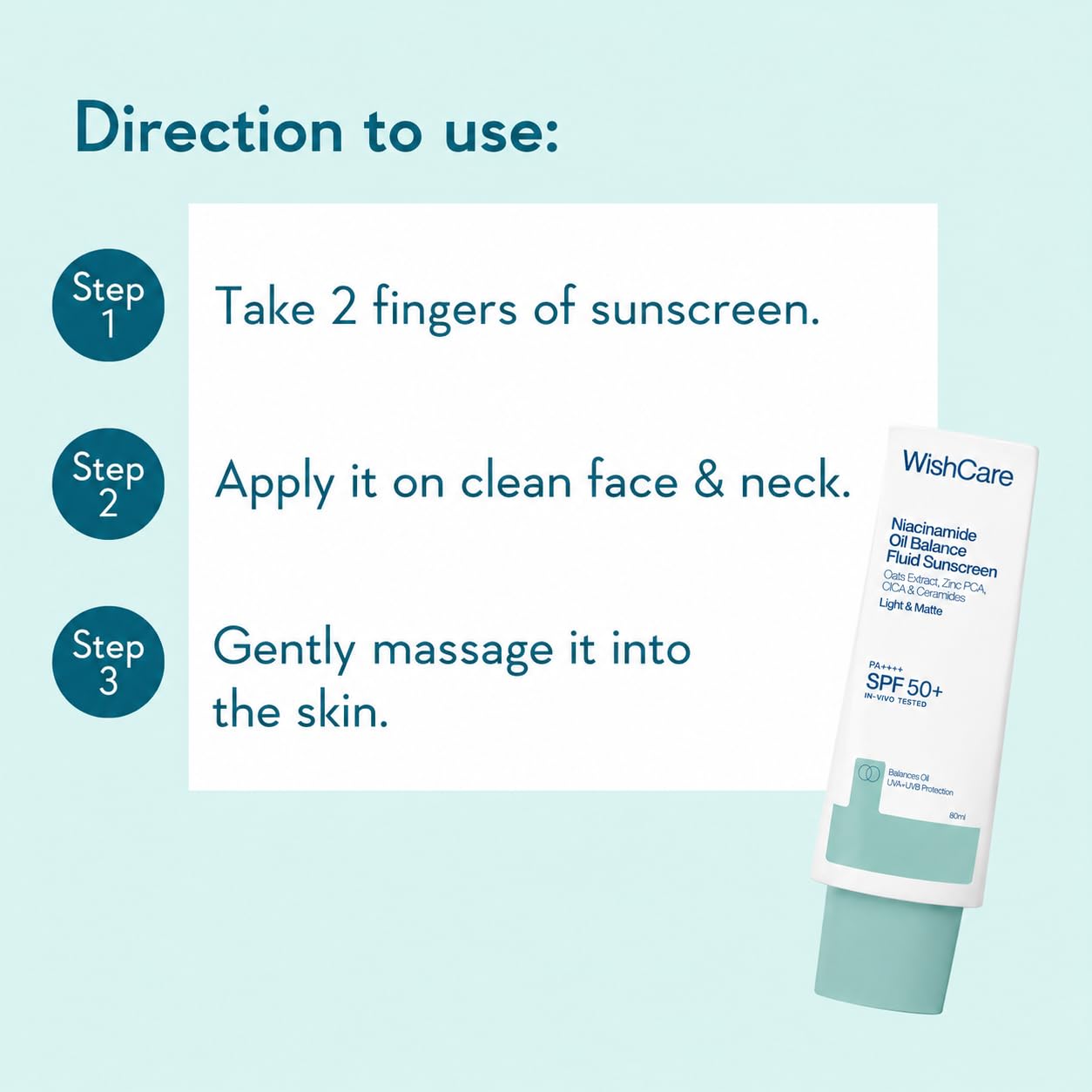 WishCare Niacinamide Oil Balance Fluid Sunscreen SPF 50 PA++++, 80ml