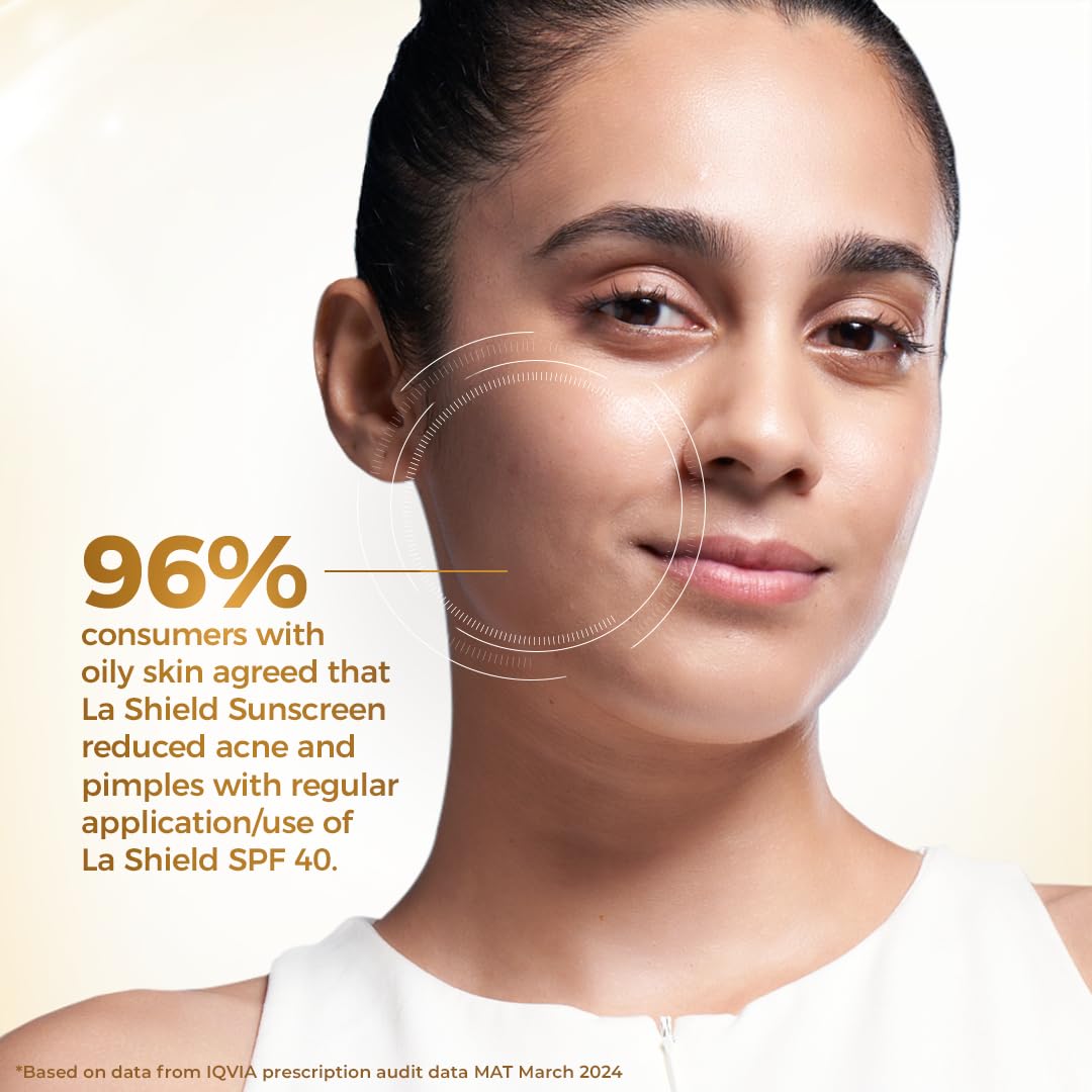 La Shield SPF 40 PA+++ Mineral Sunscreen Gel | Superior Matte Finish | Oil-free | Lightweight | No white cast | For Acne Prone, Oily or sensitive skin |Dermatologist Prescribed | 50g
