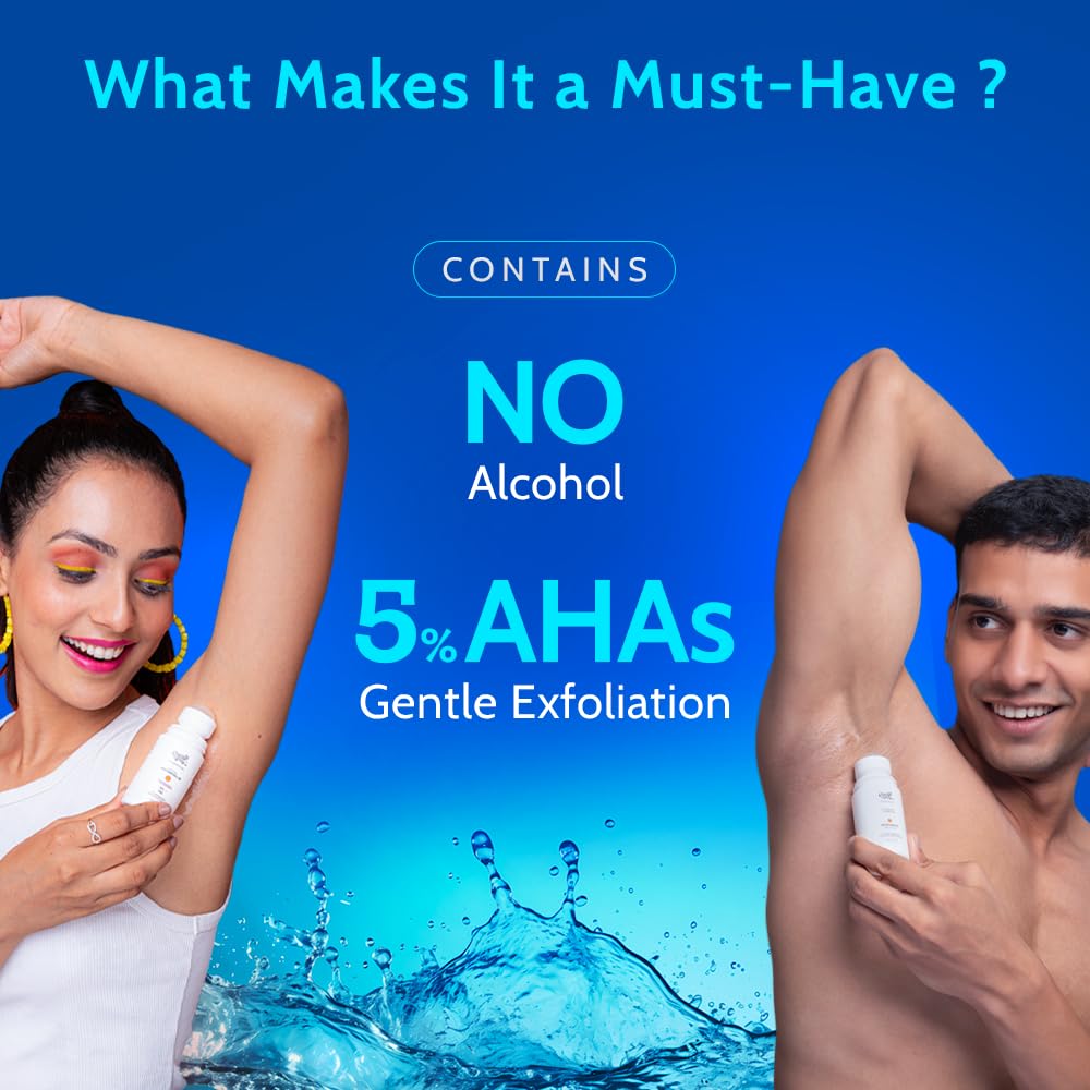 Chemist at Play UnderArm Roll-On with 5% AHA, Lactic Acid & 1% Mandelic Acid | Prevents Body Odour, Brightens Skin & Exfoliates | Fades Pigmentation & Kills Bacteria | Aqua Fragrance | 40ml