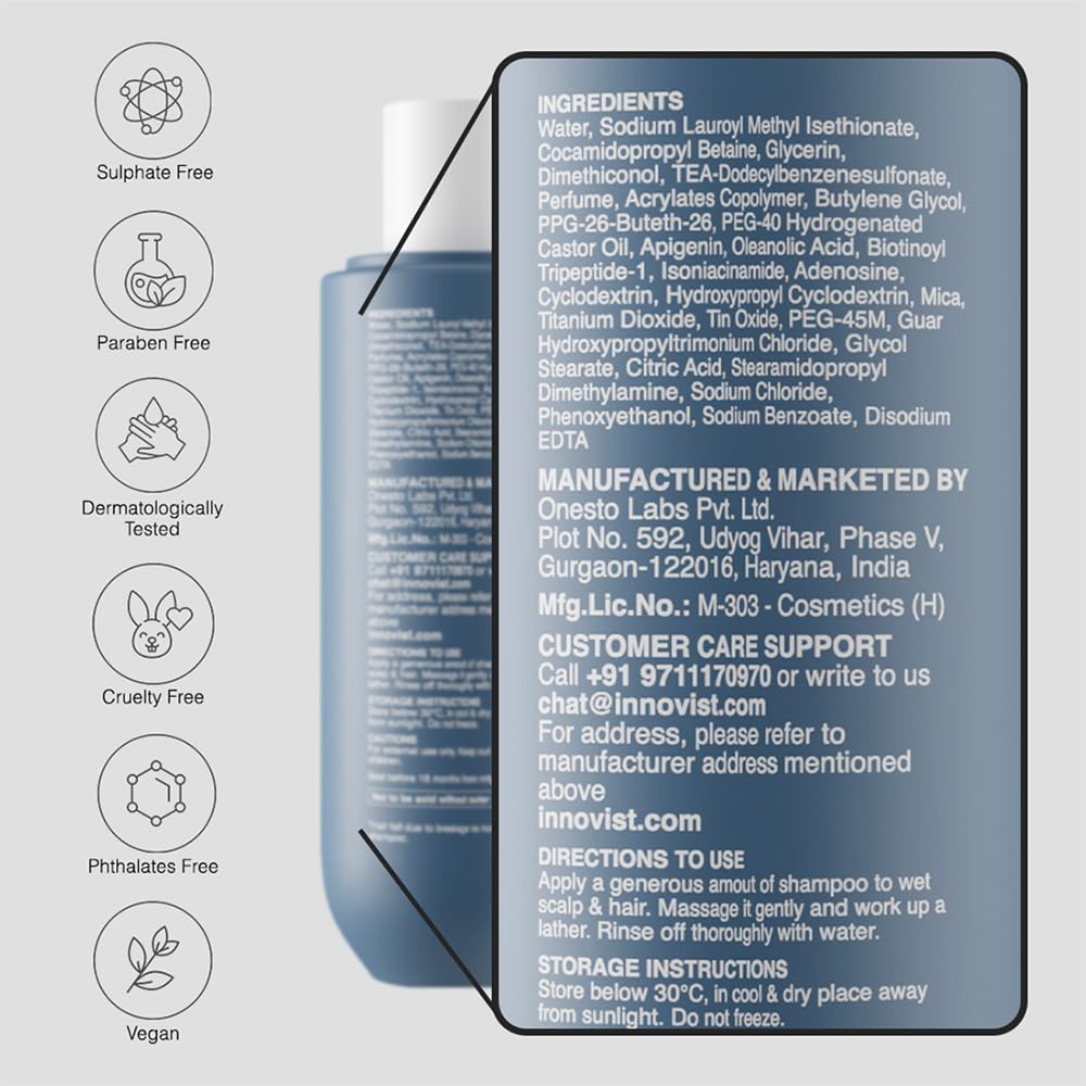Bare Anatomy Anti Hair Fall Shampoo | 5x Hair Fall Control & Growth | Contains Biotin Adenosine, & Peptides | Rosemary, Rice Water, Hyaluronic Acid | For All Hair Types | For Women & Men | 100ml