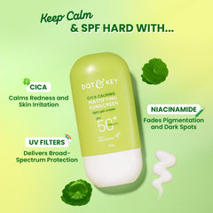 Dot & Key CICA Calming Mattifying Sunscreen SPF 50 PA++++ In-Vivo Tested | For Oily Acne Prone & Sensitive Skin | UVA/UVB Protection | No White Cast, Ultra Light, Fragrance Free | 50g
