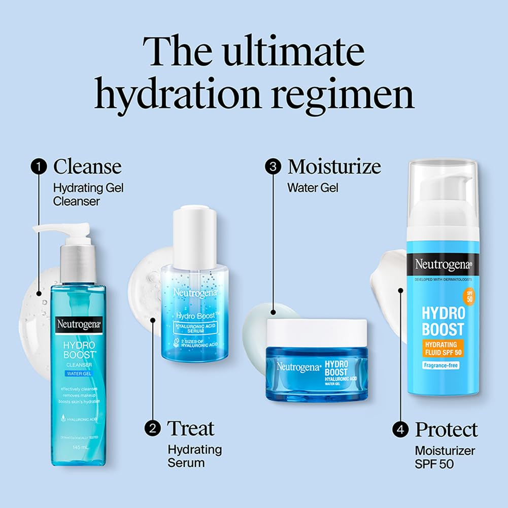 Neutrogena Hydro Boost Hyaluronic Acid Face Moisturizer | Oil‑Free Water Gel | 24H Hydration | Non‑Sticky & Fast Absorbing | For All Skin Types | Men & Women | 13 g
