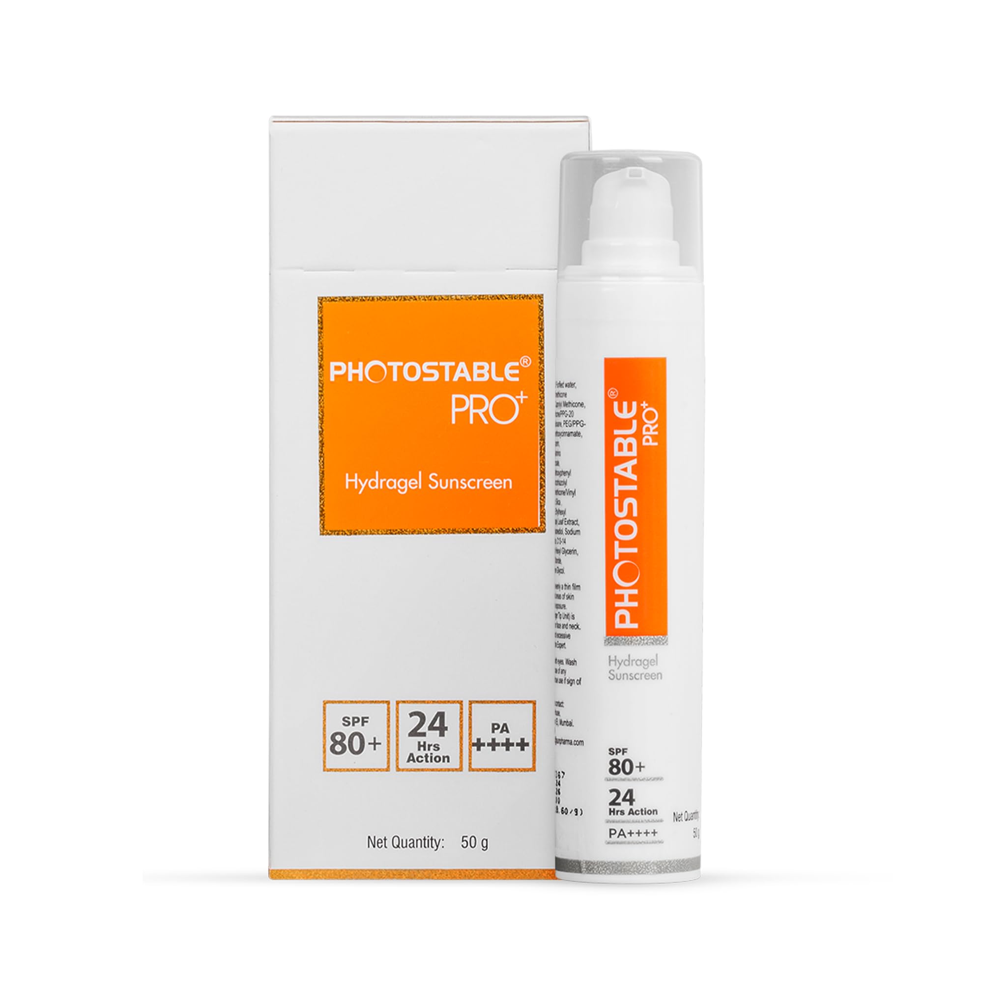 PHOTOSTABLE All Skin Sun Pharma PRO+ Sunscreen Gel, SPF 80+ & PA++++, 24-Hour UV Protection, Dermatologist-Tested Sunscreen, Lightweight Hydrogel Formula, 50g
