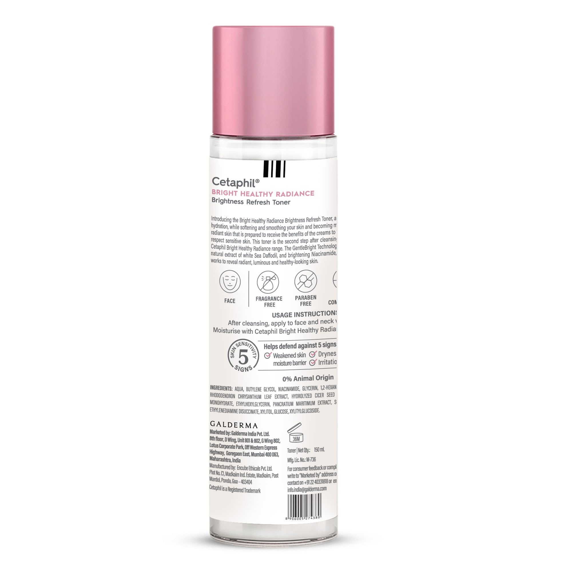 Cetaphil Bright Healthy Niacinamide Vitamin B3 Sea Daffodil Extract Radiance Refresh Toner Cream, - White, Pack of 150 ml