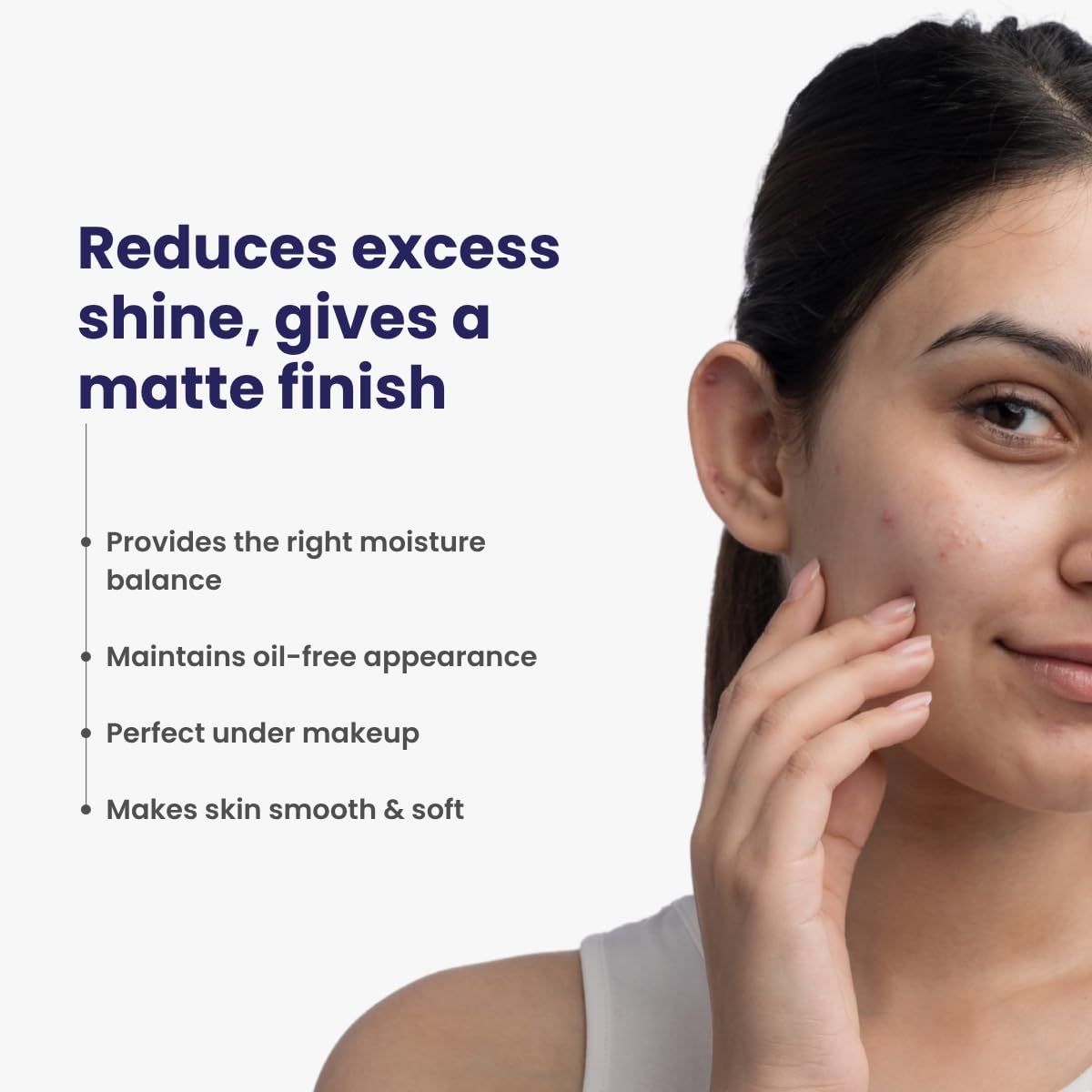 Re'equil Oil Free Mattifying Gel Moisturiser | Controls excess oil & shine | Non sticky, non greasy finish | For Oily, Acne Prone Skin | 75 gm