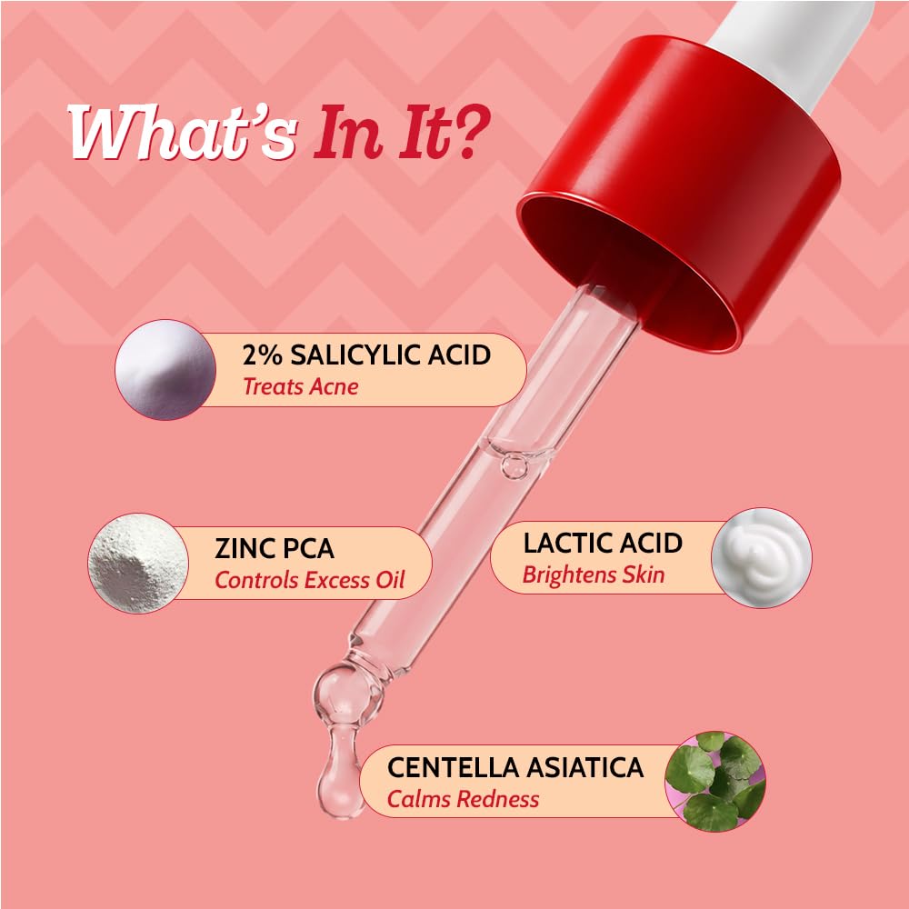 Chemist At Play 2% Salicylic Acid Face Serum for Acne-Prone Skin | Treats Active Acne & Controls Oil | Fades Acne Marks | Improves Skin Texture | Lightweight, Non-Comedogenic | For Men & Women | 30 ml
