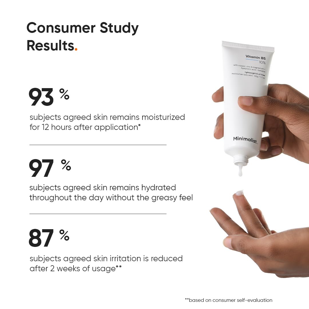 Minimalist Dehydrated Skin Moisturizer with 10% Vitamin B5 for Oily & Acne-Prone Skin | Oil-Free Hydration & Lightweight Gel Formula for Damaged Barrier Repair | Fast-Absorbing & Non-Sticky Lightweight Winter Cream For Women & Men | Fragrance-Free | 50 gr