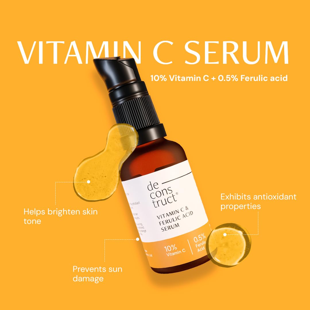 Deconstruct Radiant Lips & Skin Set: Spf Lip Balm (4G) & Non-Irritating Vitamin C Face Serum (30Ml)|For Dark Pigmented Dry Flaky Lips, Brightens Pigmented Lips|Pack Of 2