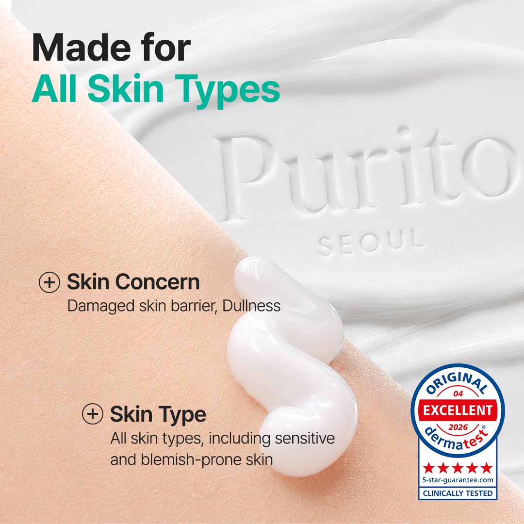 PURITO Panthenol 10% Post-Acne Cream Moisturizer for Blemish Marks, Barrier Repair, Silicone-Free, Non-Comedogenic, Fragrance-Free, Vegan & Cruelty-Free Korean Skincare, 100mL 3.38 fl.oz