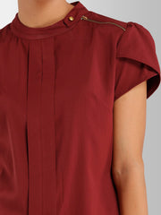 FableStreet Women Maroon Solid Top