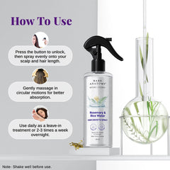 Bare Anatomy Nature X Science Rosemary Water Spray For Hair Growth & Thickness With Rice Water|100% Natural Extract|Soft & Smooth Hair|Controls Hairfall & Adds Shine|Non-Greasy & Fast Absorbing|200 Ml