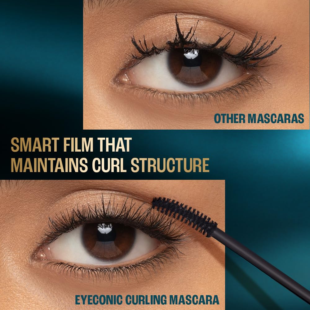 Lakme 9 to 5 Eyeconic Curling Mascara, Lightweight, Water-Resistant Mascara with Smart Curl Brush, Deep Black, 9 ml