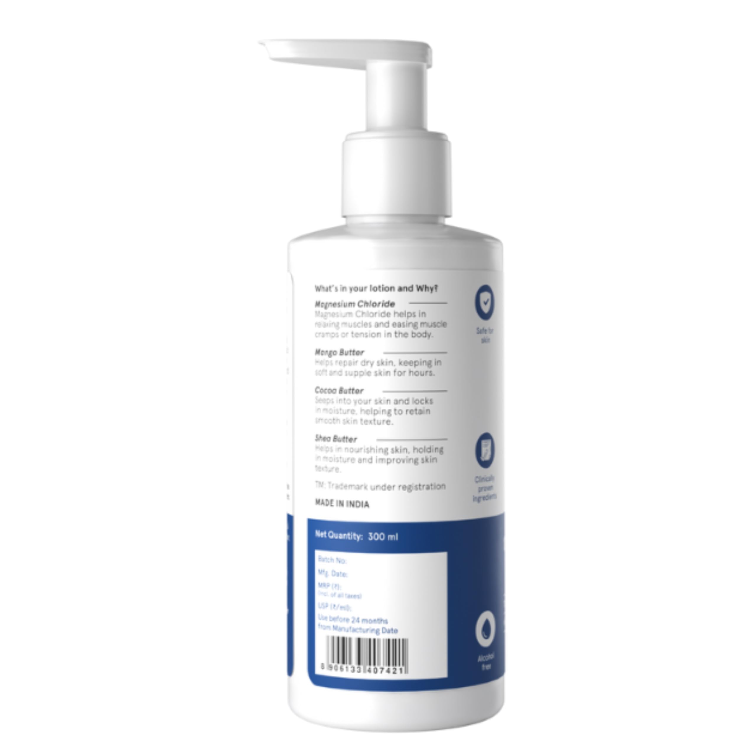 Be Bodywise 10% Magnesium Sleep Body Lotion 300ml | For Muscle Recovery & Relaxation | Infused with Shea Butter & Lavender | Mildly Scented, Lightweight & Non-Greasy Formula