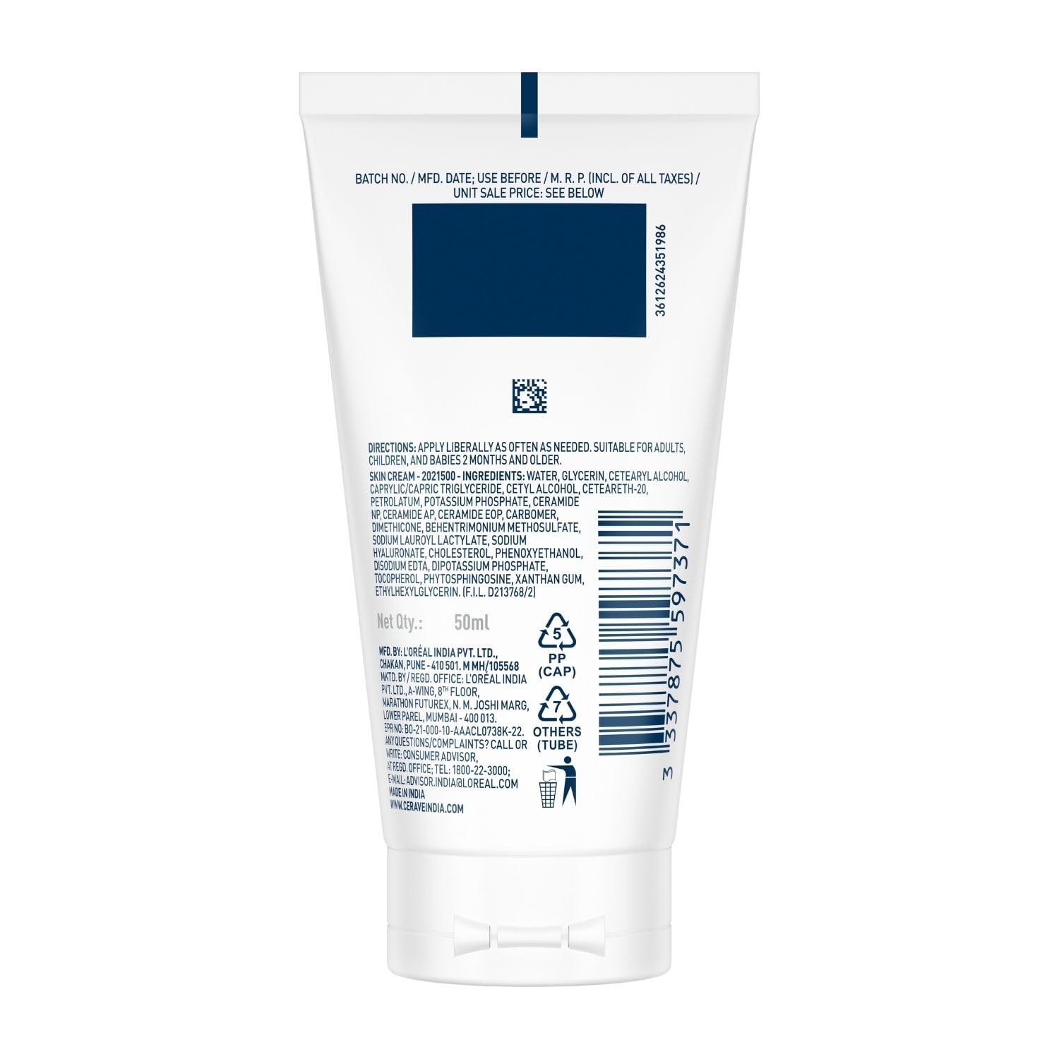 CeraVe Moisturizers, Moisturizing Cream For Dry To Very Dry Skin (50ml / 1.69 oz) (MB096400)