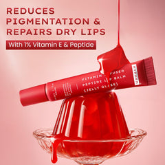 Hyphen Tinted Lip Balm | Brightens & Reduces Dark Lips & Pigmentation | 1% Vitamin E, Peptide & 2% Squalane | Winter Lip Care| 24H Moisturization for Dry & Chapped Lips | Jelly Glaze (Red Shade)- 10g