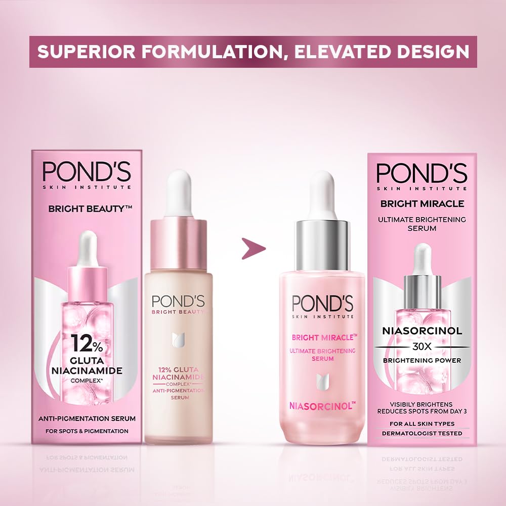 Pond's Bright Beauty Spot-less Glow Serum | Infused with Hyaluronic Acid|| Vitamin B3 | Gluta-Boost-C | 30ml