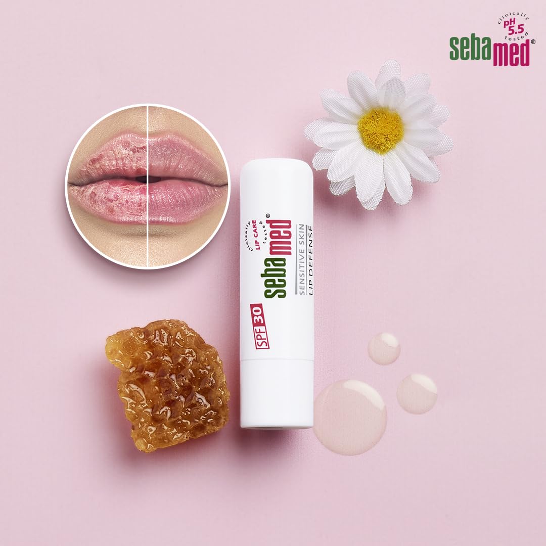 SebaMed Lip Defense Lip Balm With Spf 30 + Vit E | Regenerates Dry, Chapped Lips | Intensive Care With Vit E, Jojoba Oil & Chamomile |Clinically Tested | For Men & Women, 4.8 Gm, White