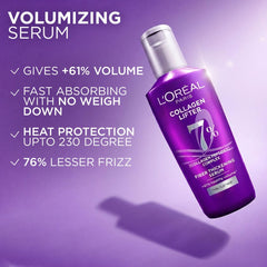L'Oréal Paris Collagen Lifter Hair Thickening Serum with 7% Collagen Peptides for thin, flat hair | 72H lightweight volume & Frizz free hair, 80ml