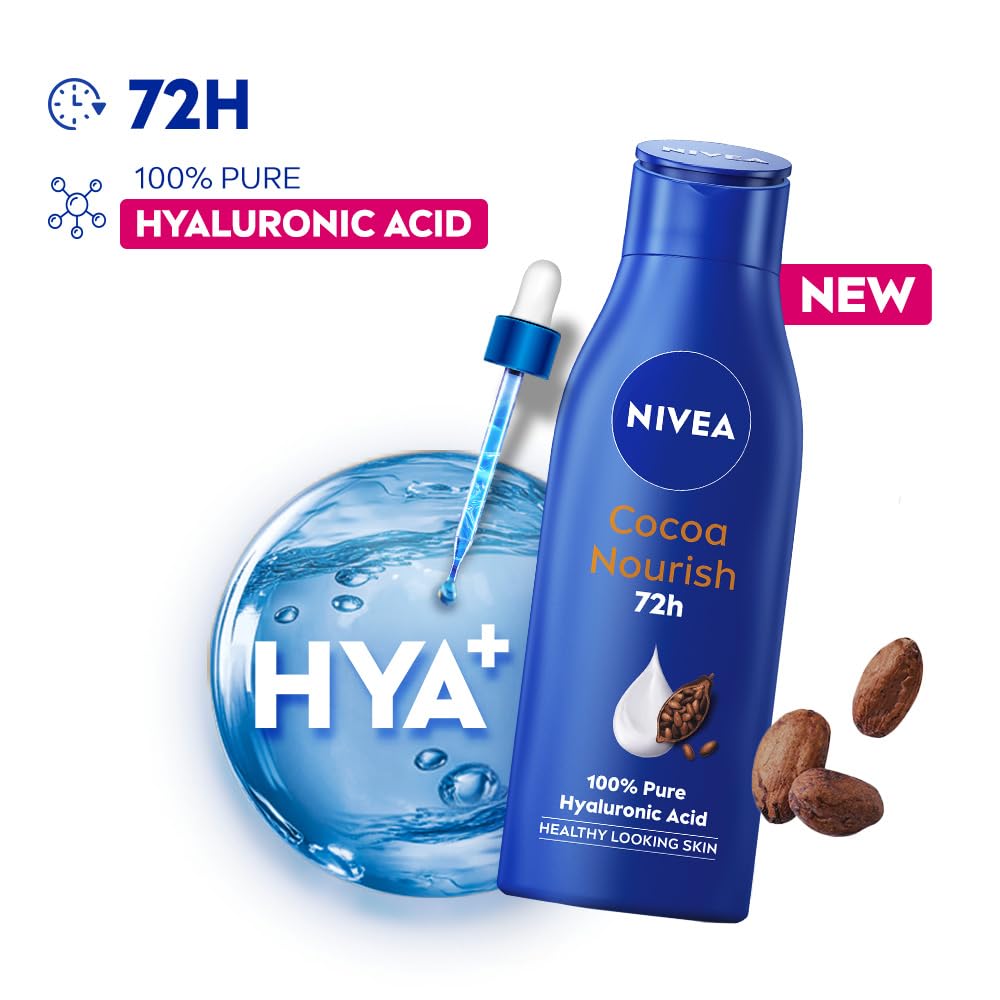 NIVEA Cocoa Nourish 200ml Body Lotion with Deep Moisture Serum| 48 H Moisturization | With Cocoa Butter & Coconut Oil | Non Greasy & Healthy Looking Skin |For Very Dry Skin