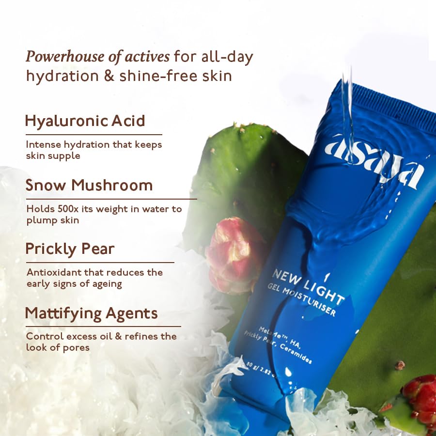 Asaya New Light Gel Face Moisturiser for Oily Skin with MelaMe™ to Visibly Fade Dark Spots| Reduces Dark Spots in 14 Days | Hyaluronic Acid & Ceramides | 80gm