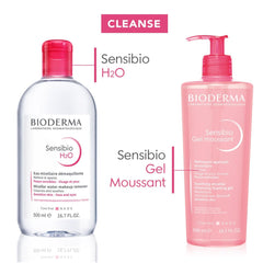 Bioderma Sensibio H2O Daily Soothing Cleanser, Make up Pollution & Impurities Remover Face Eyes Sensitive skin, 500ml