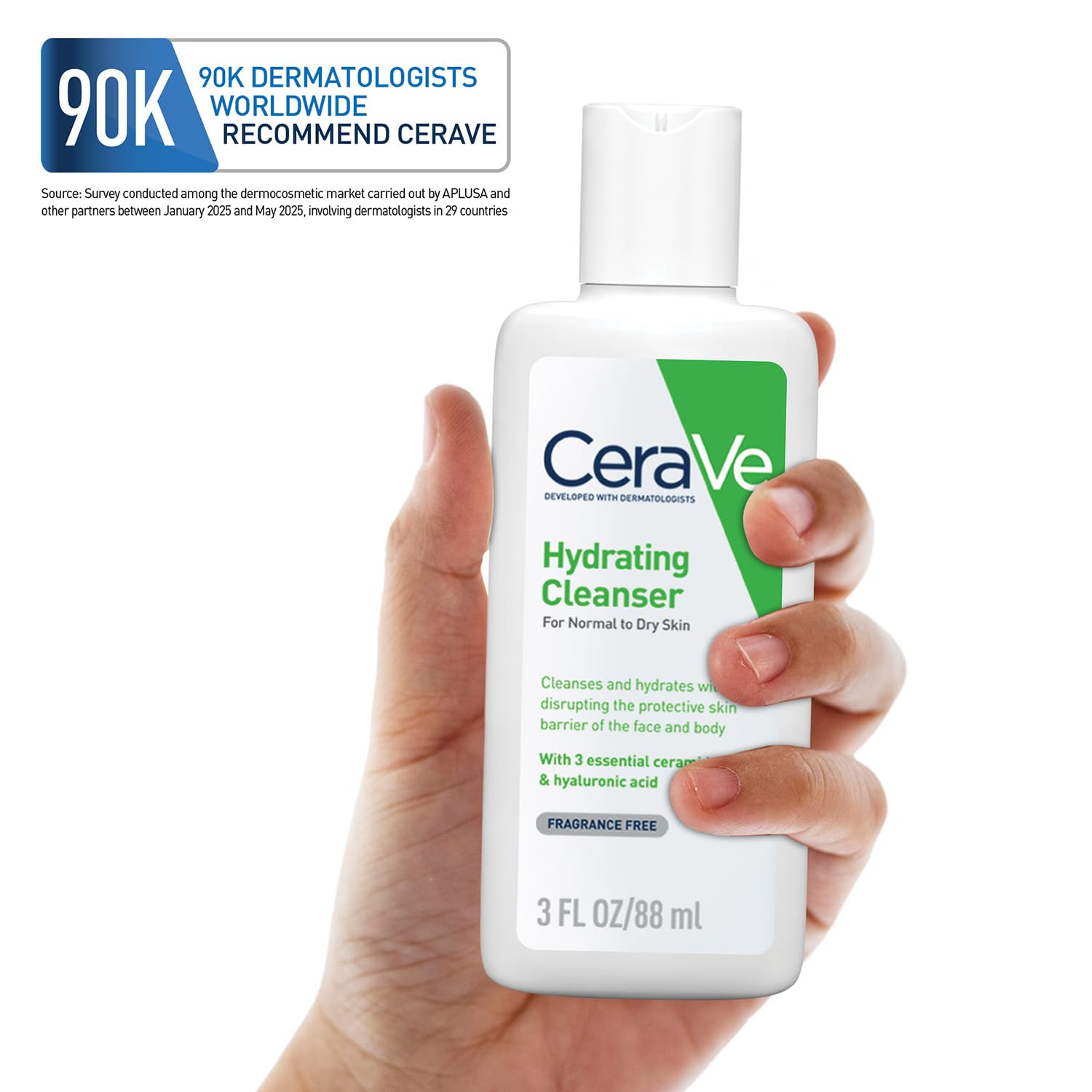 CeraVe Hydrating Cleanser For Normal To Dry Skin (88ml) - Non-Foaming Face Wash with Hyaluronic Acid And Ceramides | Non-Comedogenic, Non-Irritating And Fragrance-Free Cleanser