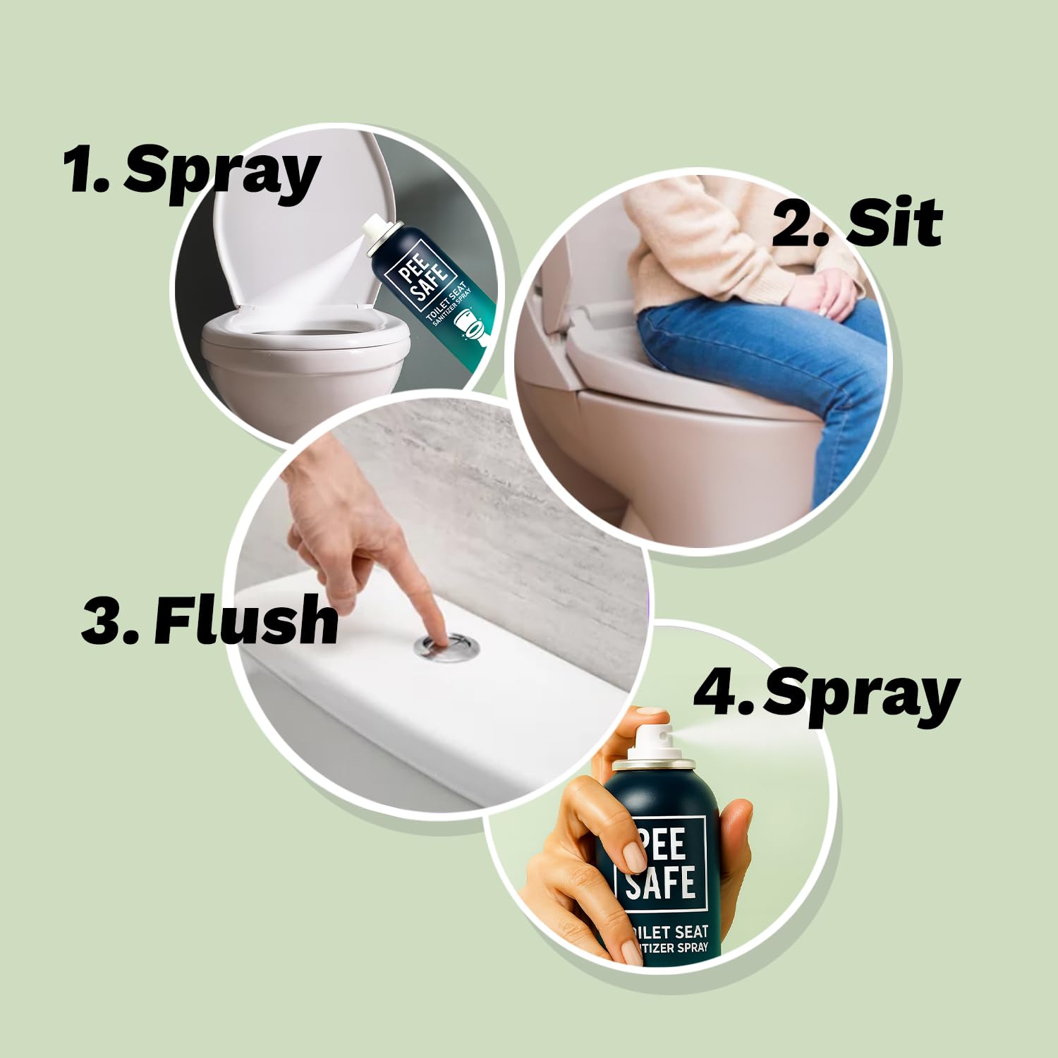 Pee Safe Toilet Seat Sanitizer Spray | Mint 50ml - Reduces Risk of UTI