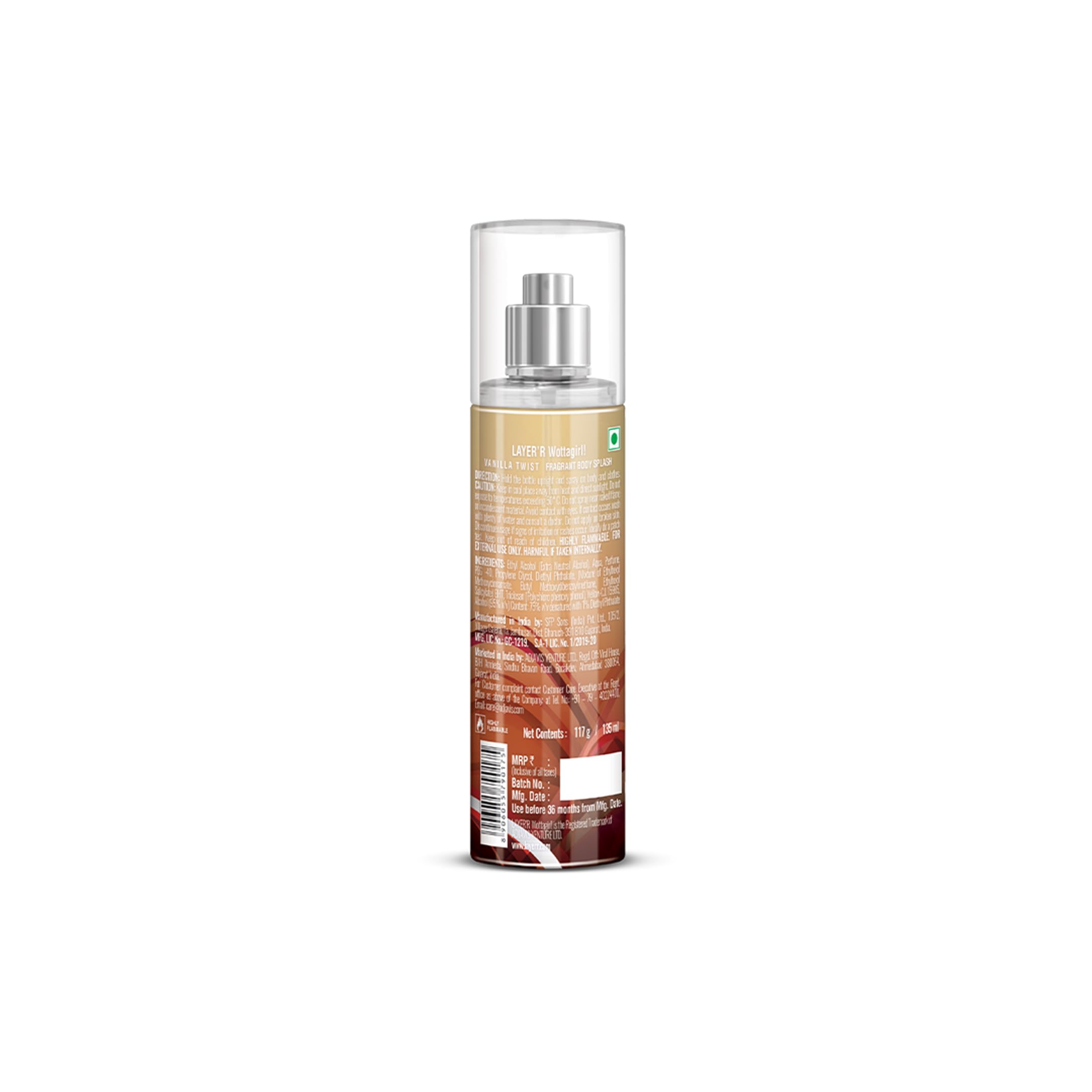 Layer'r Wottagirl Vanilla Twist Body Splash for Women, 135ml