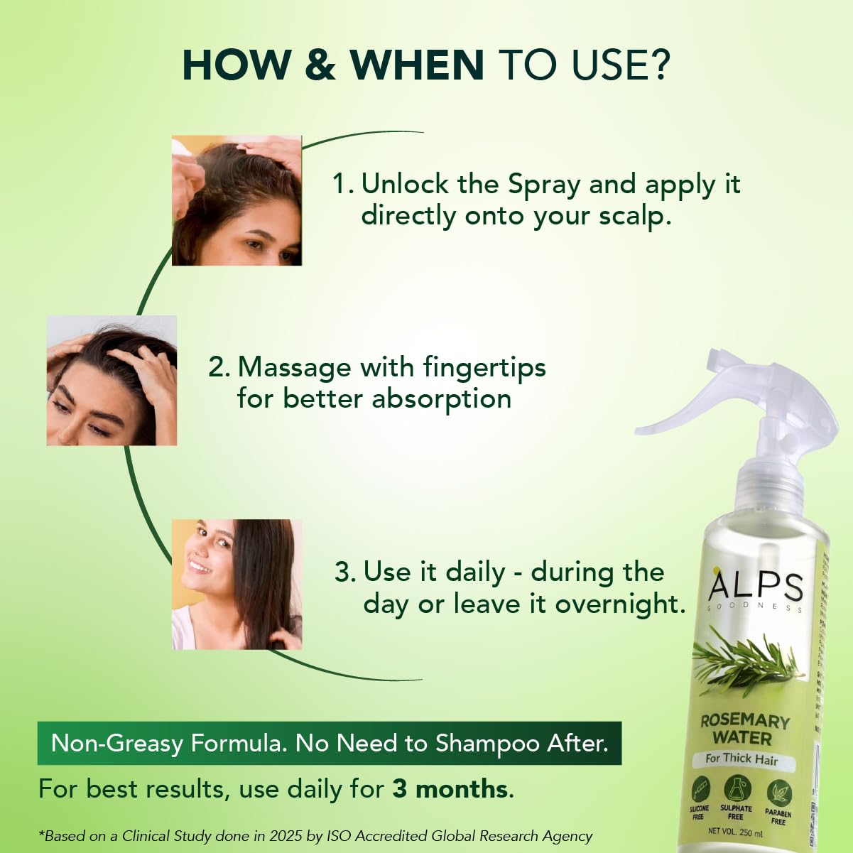Alps Goodness Rosemary Water Spray for Hair Growth (250ml) | Clinically Proven (In Vivo Tested) to Reduce Hair Fall & Promote Regrowth | 100% Natural Rosemary Extract | Leave-On Scalp & Hair Spray