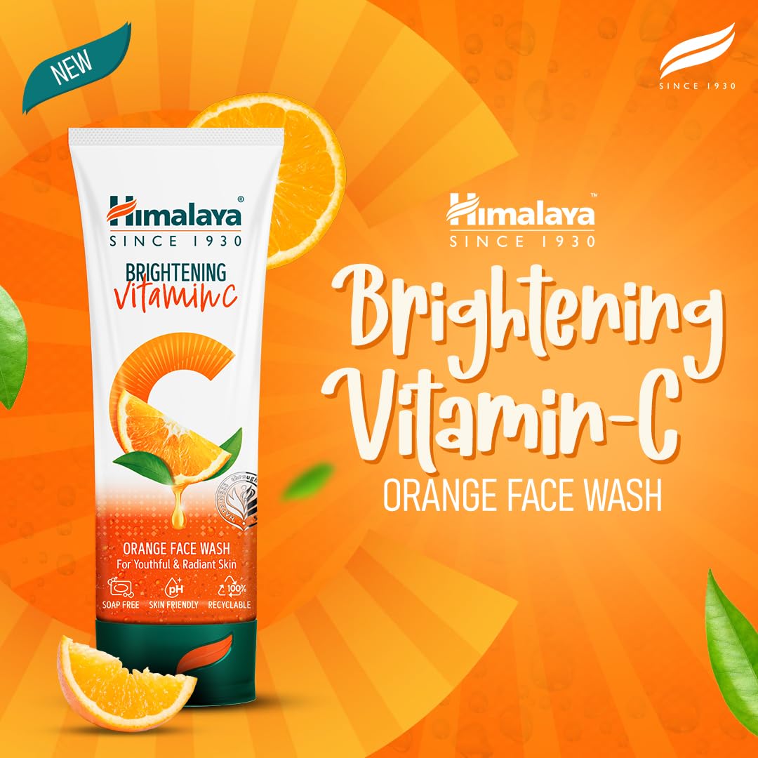 Himalaya Brightening Vitamin C Orange Face Wash | Brightening Face Cleanser | Remove Dull Skin | 50ml