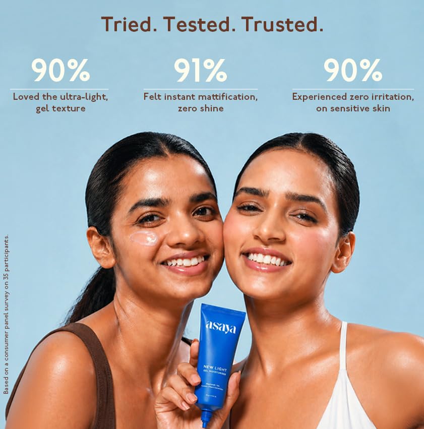 Asaya New Light Gel Face Moisturiser for Oily Skin with MelaMe™ to Visibly Fade Dark Spots| Reduces Dark Spots in 14 Days | Hyaluronic Acid & Ceramides | 80gm