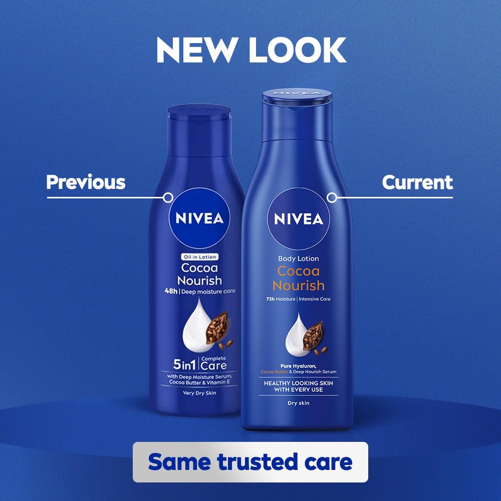 NIVEA Cocoa Nourish 200ml Body Lotion with Deep Moisture Serum| 48 H Moisturization | With Cocoa Butter & Coconut Oil | Non Greasy & Healthy Looking Skin |For Very Dry Skin
