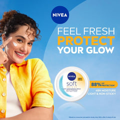 NIVEA Soft Daily SPF 15 Moisturizer | 88% UV Protection | Face & Body Cream for Healthy Glow in 5 Days | No White Cast | Vitamin E & Shea Butter | Lightweight, Quick Absorbing | 72H Hydration | 200ml