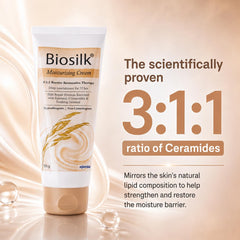 BIOSILK Cream – 3:1:1 Golden Ratio Ceramides with Oatcom for 70% Ceramide Boost & Pentavitin 72-Hr Hydration – Hypoallergenic, Non-Comedogenic Moisturiser for Dry, Sensitive & Irritated Skin – 100gm