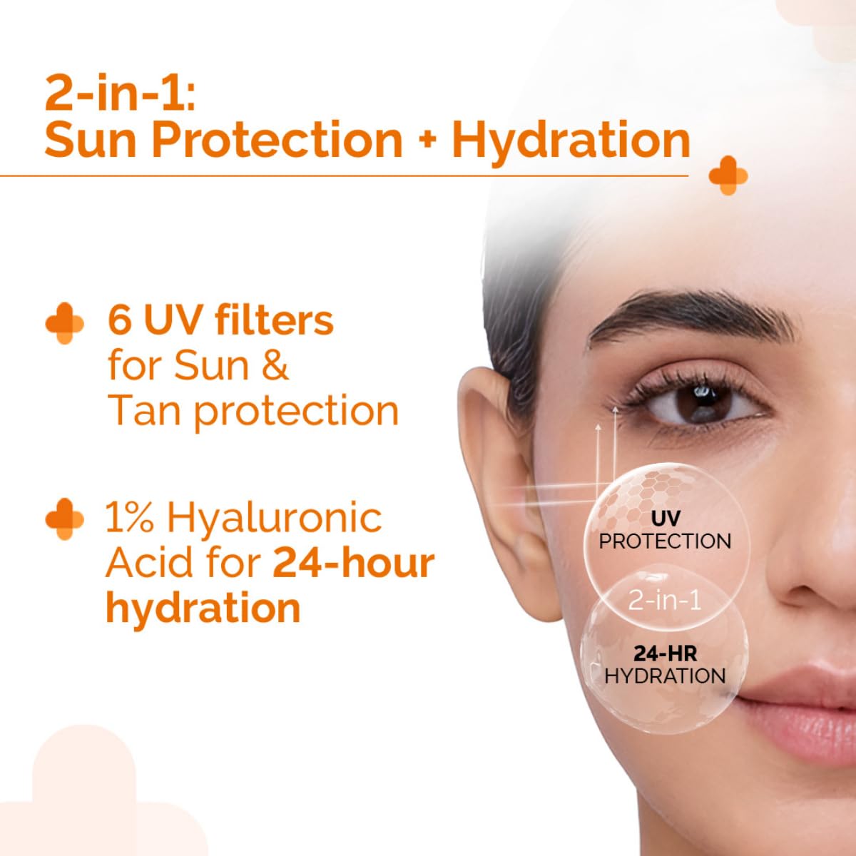The Derma Co 1% Hyaluronic Sunscreen Aqua Gel SPF 50 PA++++ | Hydrating, Lightweight & Non-Greasy | No White Cast | Broad Spectrum & Blue Light Protection | Clinically Tested - (In-Vivo) | PPD-39 | 80 g