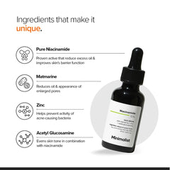 Minimalist 10% Niacinamide Serum with Zinc – Reduces Acne Marks, Controls Oil & Minimizes Pores | Vitamin B3 for Blemish-Free, Clear Skin | For Oily & Acne-Prone Skin (30 ml)