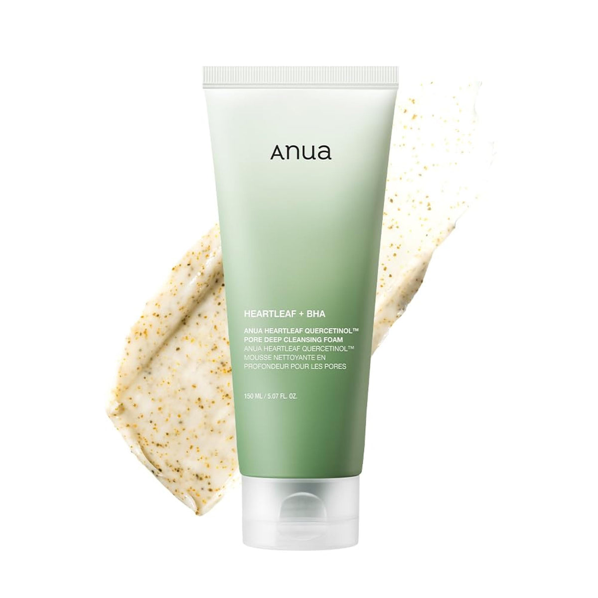Anua Heartleaf Quercetinol Pore Deep Cleansing Foam, Facial Cleanser, for Double Cleansing, BHA, Hyaluronic Acid, Glycerin, Face Wash, Blackhead Remover, Korean Skincare, 150ml